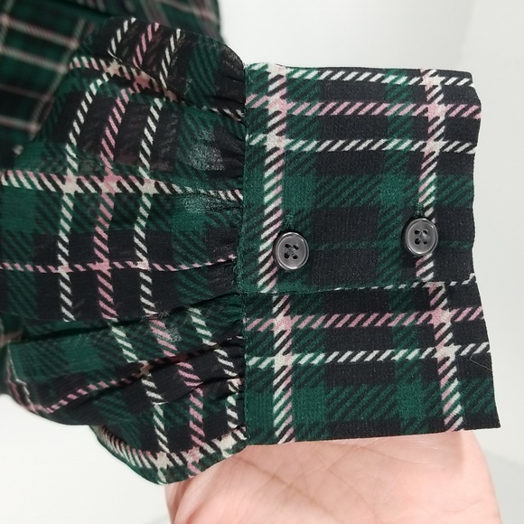{Ann Taylor} Plaid Sheer Sleeve Shirt Size Small - Picture 10 of 16